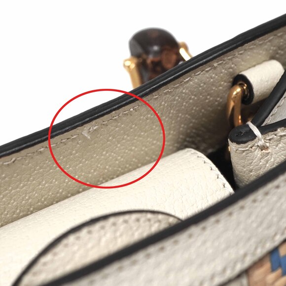 Gucci Raffia Bamboo Bag Houndstooth Pattern - Picture 7 of 9